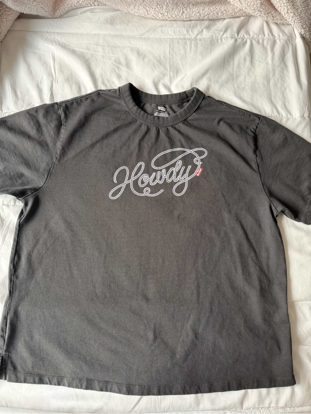 Levi's Charcoal 'Howdy' Graphic Tee with Red Accent